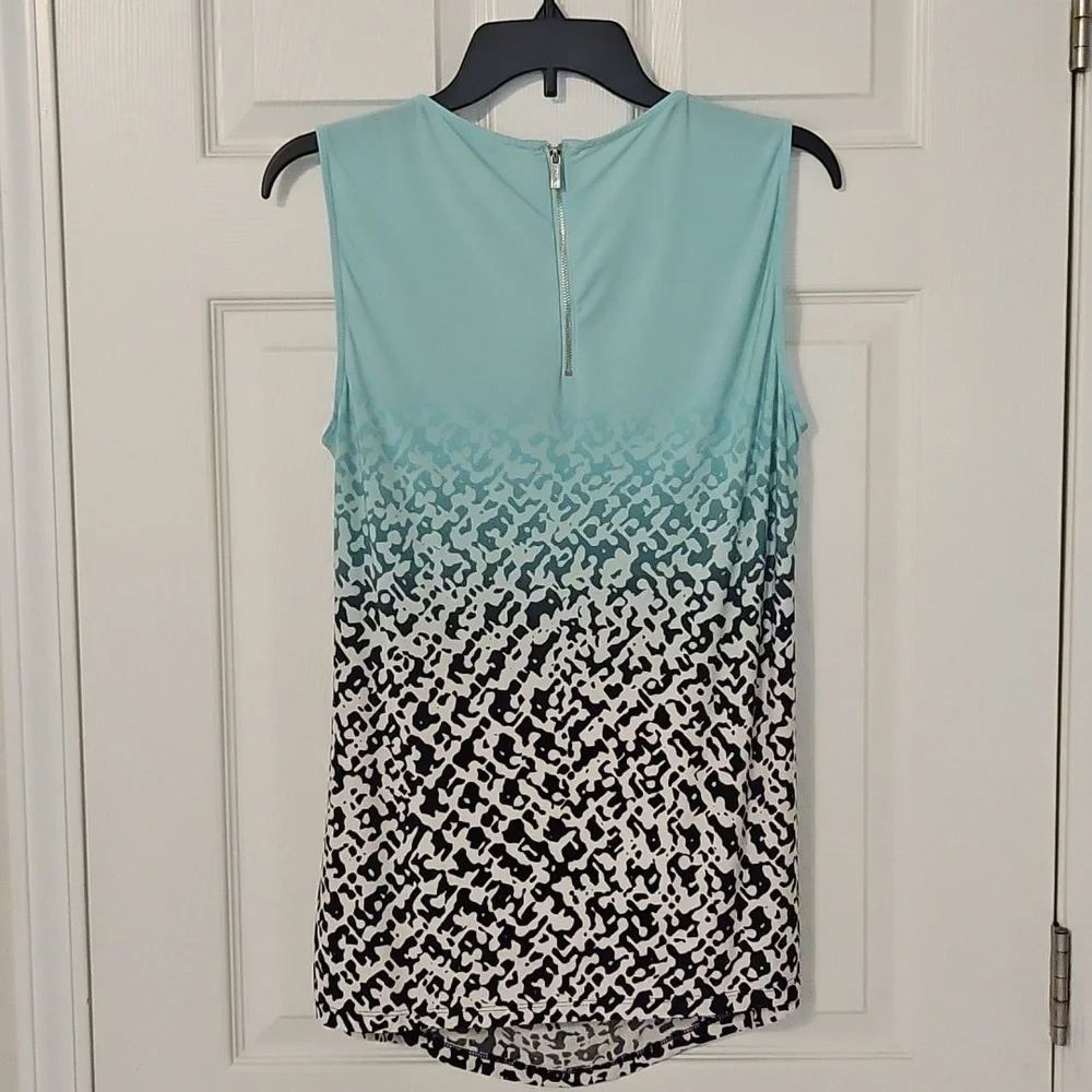 Calvin Klein Sleeveless Blue and Black Patterned Top - Picture 3 of 4